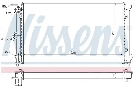 651111 Радиатор охлаждения VW PASSAT B2 (80-) 1.6-1.8 (пр-во Nissens) NISSENS подбор по vin на Brocar
