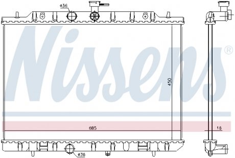 67365 Радиатор охлождения NISSAN X-TRAIL (T31) (07-) (пр-во Nissens) NISSENS подбор по vin на Brocar
