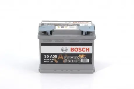 0092S5A050 Акумулятор BOSCH 12В 60Ah/680А START&STOP AGM (R+) BOSCH підбір по vin на Brocar