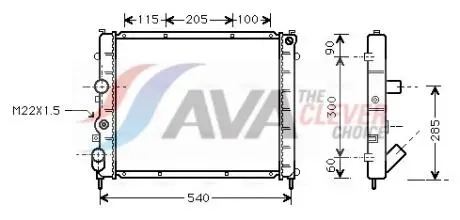 RTA2215 Радіатор охолодження двигуна KANGOO 15D/19D MT -AC 97- (Ava) AVA COOLING підбір по vin на Brocar