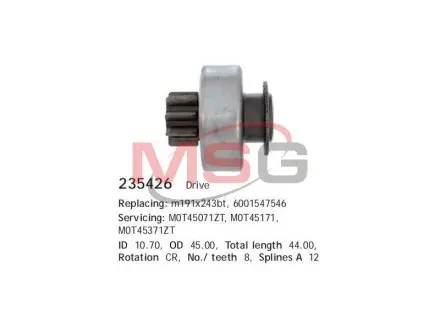 235426 Бендикс стартера Dacia,Renault,Citroen,Peugeot (пр-во CARGO) CARGO підбір по vin на Brocar