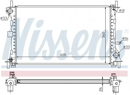 62052 Радиатор охлождения FORD FOCUS I (CAK) (98-) (пр-во Nissens) NISSENS подбор по vin на Brocar