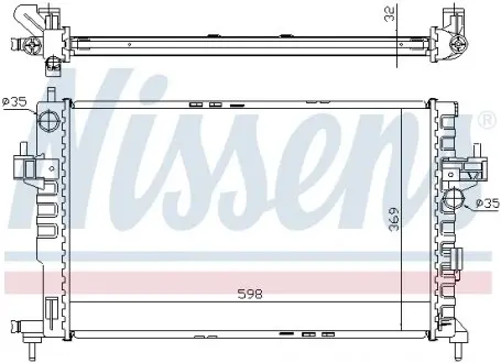 63009A Радиатор охлаждения OPEL COMBO (00-) 1.7 DTi (пр-во Nissens) NISSENS подбор по vin на Brocar