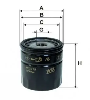 WL7319 Фільтр олив. (вир-во WIX-Filtron) WL7319/OP566/2 WIX FILTERS підбір по vin на Brocar