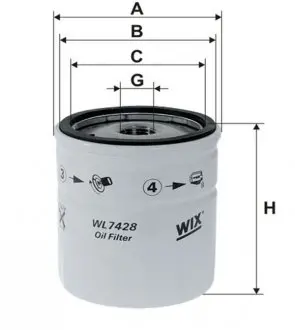 WL7428 Фільтр масляний DAEWOO LANOS, ZAZ SENS 1.5 97- (вир-во WIX-FILTERS) WIX FILTERS підбір по vin на Brocar