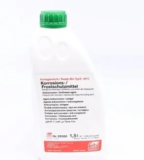 26580 Антифриз (зелений) (1.5L) (-30°C) Renault Glaceol RX Type D (готовий до застосування) FEBI BILSTEIN підбір по vin на Brocar
