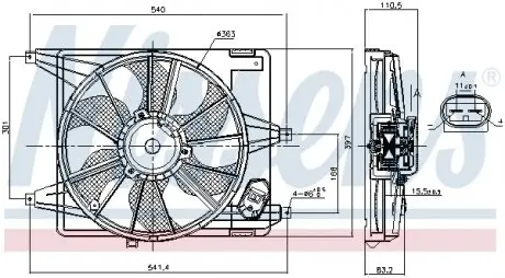 85708 Вентилятор радиатора RENAULT LOGAN, SANDERO (пр-во Nissens) NISSENS подбор по vin на Brocar