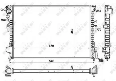 58993 Радіатор охолодження Fiat Scudo 1.9D/2.0JTD NRF підбір по vin на Brocar