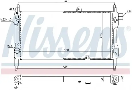 632381 Радиатор охлаждения OPEL KADETT E (84-) 1.3 (пр-во Nissens) NISSENS подбор по vin на Brocar