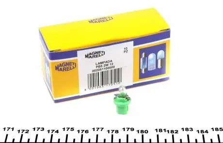 002051100000 Лампа накалу PB5 12V 2W B8.5D (пр-во Magneti Marelli) MAGNETI MARELLI підбір по vin на Brocar