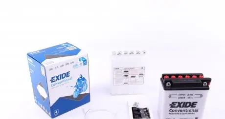 EB5LB Аккумуляторная батарея 5Ah/65A (120x60x130/+R/B0) (мото) (сухозаряженный) EXIDE подбор по vin на Brocar