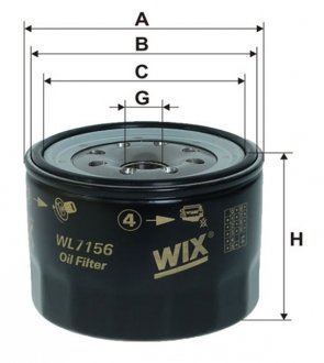 WL7156 Фильтр масляный двигателя WL7156/OP589 (пр-во WIX-Filtron) WIX FILTERS підбір по vin на Brocar