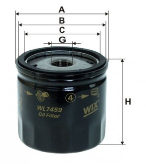 WL7459 Фильтр масляный двигателя WL7459/629/1 (пр-во WIX-Filtron) WIX FILTERS підбір по vin на Brocar