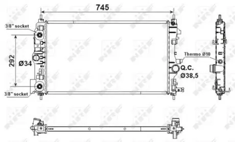 53159 Радіатор охолодження Opel Astra/Zafira 1.4-1.8 09- NRF підбір по vin на Brocar