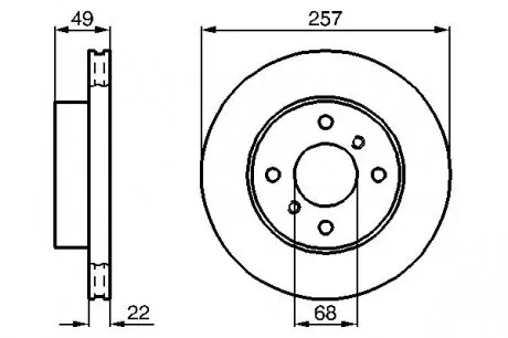 0986478567 Диск тормозной (передний) Nissan Almera 00-06/Primera 90-99 (257x22) BOSCH підбір по vin на Brocar