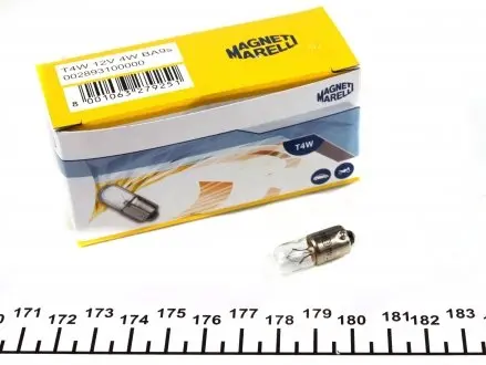 002893100000 Лампа накалу T4W 12V 4W BA9s (пр-во Magneti Marelli) MAGNETI MARELLI підбір по vin на Brocar