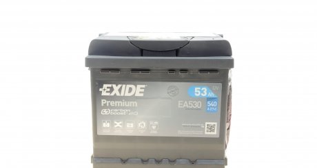 EA530 Аккумуляторная батарея 53Ah/540A (207x175x190/+R/B13) Premium EXIDE подбор по vin на Brocar