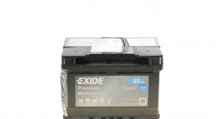 EA612 Аккумуляторная батарея 61Ah/600A (242x175x175/+R/B13) Premium EXIDE підбір по vin на Brocar