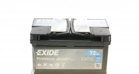 EA722 Акумулятор 72Ah-12v Exide PREMIUM (278х175х175), R, EN720 EXIDE підбір по vin на Brocar