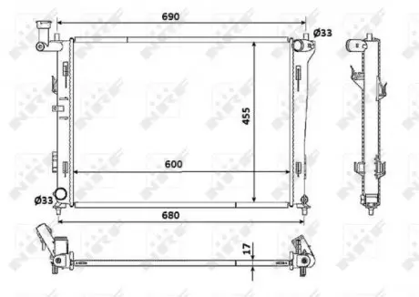 53821 Радіатор охолодження Hyundai Elantra/i30 1.4/1.6/2.0 06-12 NRF підбір по vin на Brocar