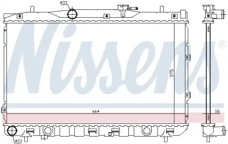 66648 Радиатор охлаждения KIA CERATO 1,6/2,0 МТ (пр-во Nissens) NISSENS подбор по vin на Brocar