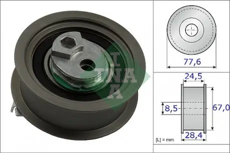 531085110 Ролик ГРМ Audi A4/VW 2.0 FSI 05-10 (натяжний) (67х28.4) INA підбір по vin на Brocar