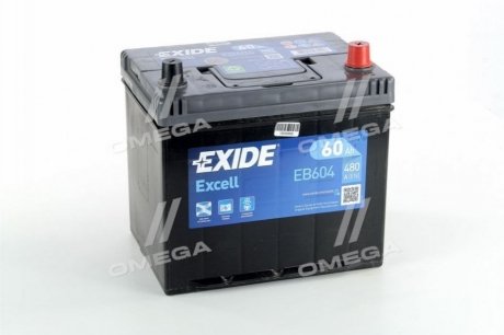 EB604 Аккумуляторная батарея 60Ah/480A (230x173x222/+R/B01) Excell Азия EXIDE подбор по vin на Brocar