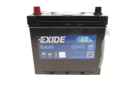 EB605 Аккумуляторная батарея 60Ah/480A (230x173x222/+L/B01) Excell Азия EXIDE подбор по vin на Brocar