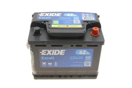 EB620 Аккумуляторная батарея 62Ah/540A (242x175x190/+R/B13) Excell EXIDE подбор по vin на Brocar
