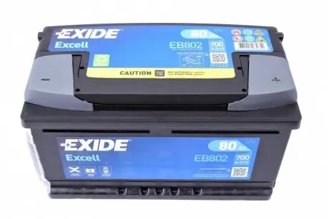 EB802 Аккумуляторная батарея 80Ah/700A (315x175x175/+R/B13) Excell EXIDE подбор по vin на Brocar