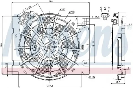 85186 Вентилятор радіатора OPEL ASTRA G (98 -) (пр-во Nissens) NISSENS підбір по vin на Brocar