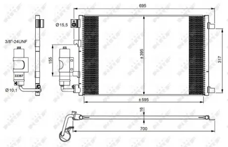 35973 Радіатор кондиціонера Nissan Qashqai 1.6/2.0 07-13 NRF підбір по vin на Brocar