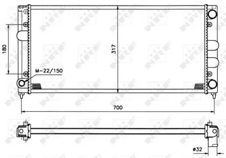 509506 Радіатор охолодження VW Passat 1.8-2.0/1.6TD/1.9D 88-97 NRF підбір по vin на Brocar