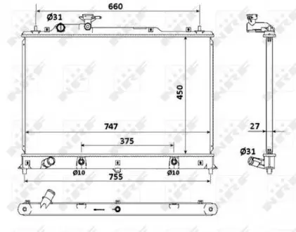 53904 Радиатор охлаждения Mazda CX-7 2.3 07-13 NRF подбор по vin на Brocar