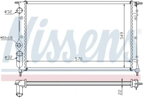 63925 Радиатор охлаждения RENAULT R 19 (88-) (пр-во Nissens) NISSENS подбор по vin на Brocar