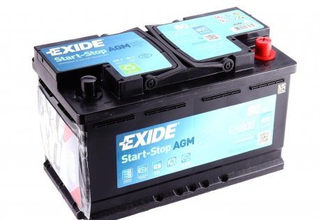 EK800 Аккумуляторная батарея 80Ah/800A (315x175x190/+R/B13) (Start-Stop AGM) EXIDE подбор по vin на Brocar