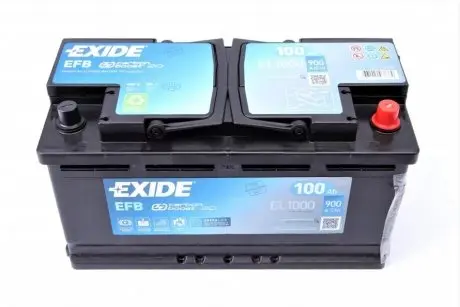 EL1000 Аккумуляторная батарея 100Ah/900A (353x175x190/+R/B13) (Start-Stop EFB) EXIDE подбор по vin на Brocar