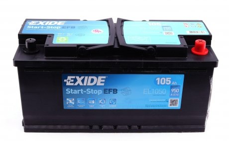 EL1050 Аккумуляторная батарея 105Ah/950A (392x175x190/+R/B13) (Start-Stop EFB) EXIDE подбор по vin на Brocar