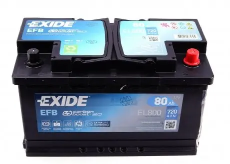 EL800 Аккумуляторная батарея 80Ah/720A (315x175x190/+R/B13) (Start-Stop EFB) EXIDE подбор по vin на Brocar