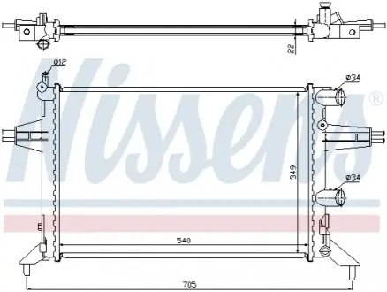 63016 Радиатор охлаждения OPEL ASTRA G (98-) (пр-во Nissens) NISSENS подбор по vin на Brocar