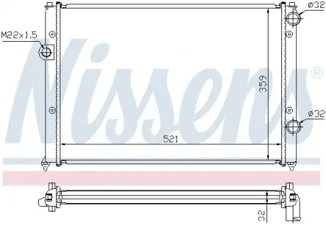 652511 Радиатор охлаждения VW PASSAT B4 (93-) (пр-во Nissens) NISSENS подбор по vin на Brocar