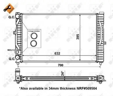 56127 Радіатор охолодження Audi A6/VW Passat 1.6-2.3 97-05 NRF підбір по vin на Brocar