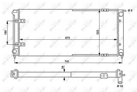 58712 Радіатор охолодження VW Golf I/II 1.6-1.8 81-92 (322x675x34) NRF підбір по vin на Brocar