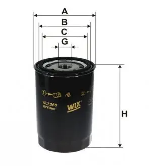 WL7260 Фільтр масляний WIX FILTERS підбір по vin на Brocar