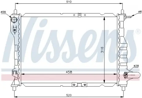 61630 Радиатор охлаждения CHEVROLET Matiz (пр-во Nissens) NISSENS подбор по vin на Brocar