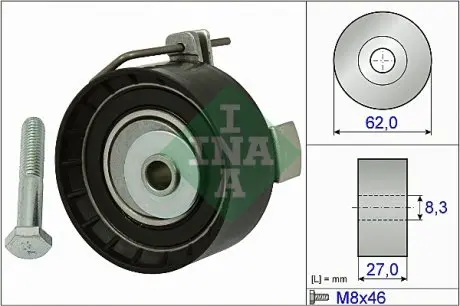 531081310 Ролик ГРМ Ford C-max/Fiesta/Focus 1.4-1.6Ti 03- (натяжной) (62х27) INA подбор по vin на Brocar