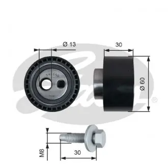 T41140 Ролик ГРМ Fiat Scudo 2.0JTD (натяжний) GATES підбір по vin на Brocar
