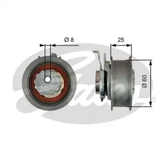 T43247 Ролик ГРМ VW Caddy IV 1.2-1.4 TSI 15- (натяжний) (70.6x21) GATES підбір по vin на Brocar