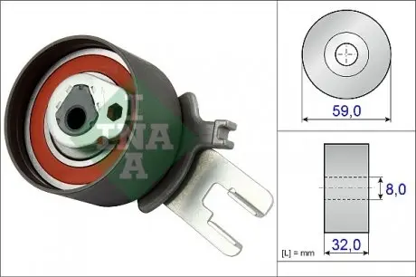 531085910 Ролик ГРМ Volvo XC60/XC70/XC90 02-17 (натяжной) (59х32) INA подбор по vin на Brocar