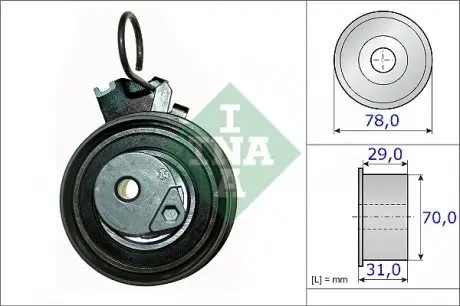 531053210 Ролик ГРМ Hyundai i30/Elantra/Kia Cee'd 1.8-2.0 95- (натяжний) (70x31) INA підбір по vin на Brocar
